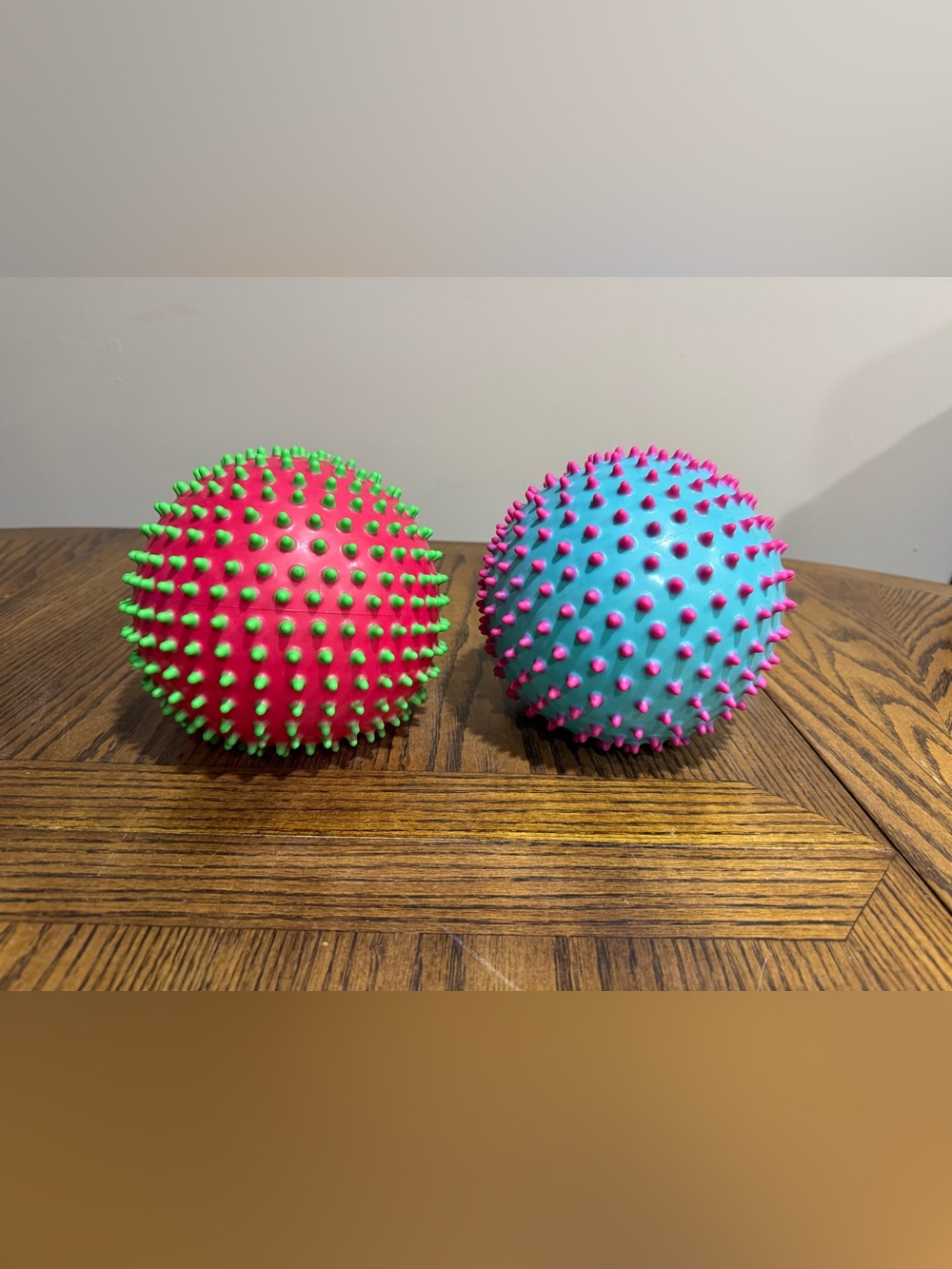 Set of 2 Spiky Sensory Balls - Red/Green & Blue/Pink